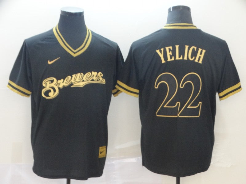 Men's Milwaukee Brewers Christian Yelich #22 Black Jersey